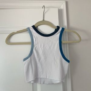 Reversible Urban Outfitters Lounge Crop Top - White with Blue Trim - M/L - NWOT